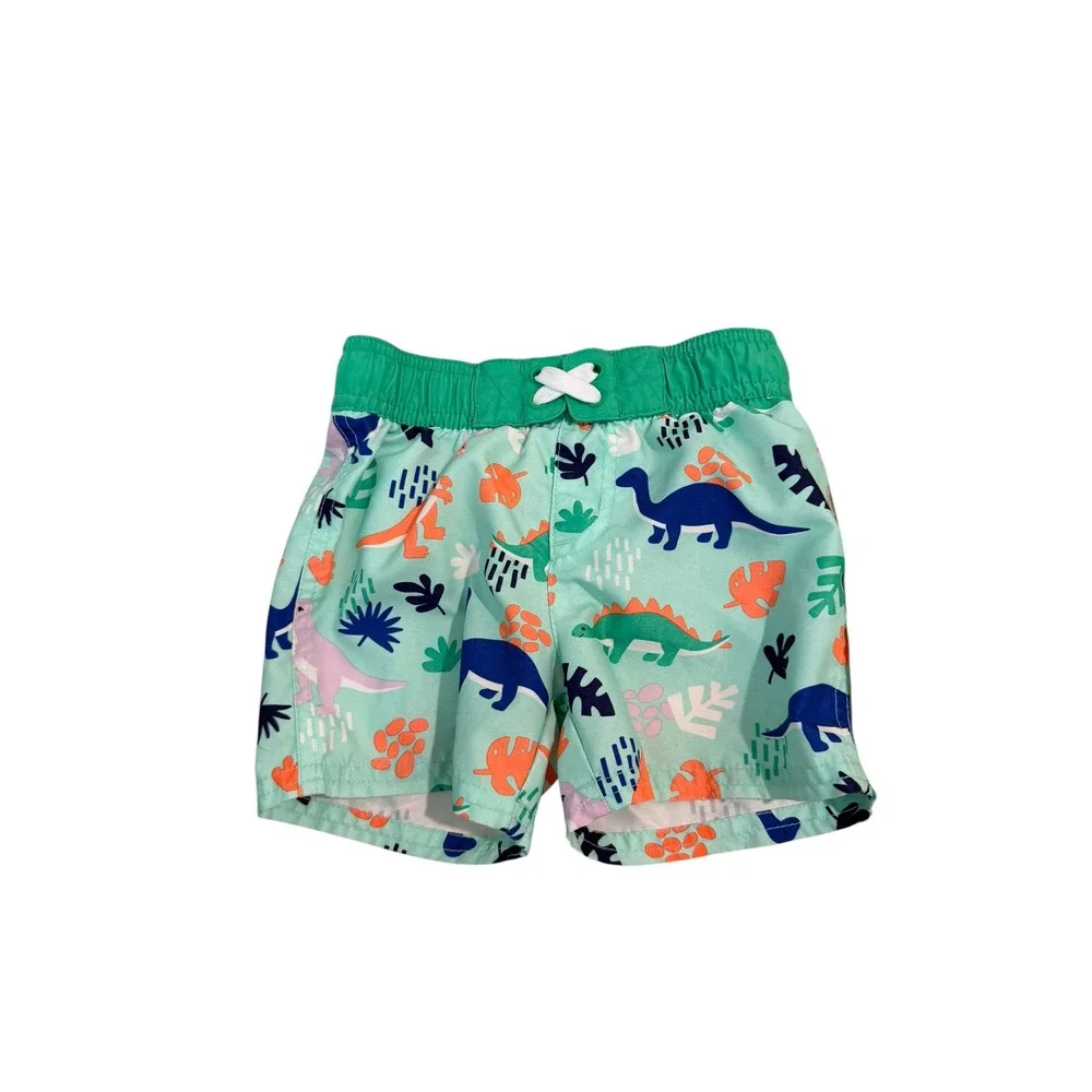 Cat & Jack Yellow Mint & Dinosaur Kids Swim Trunks-Bundled 18M